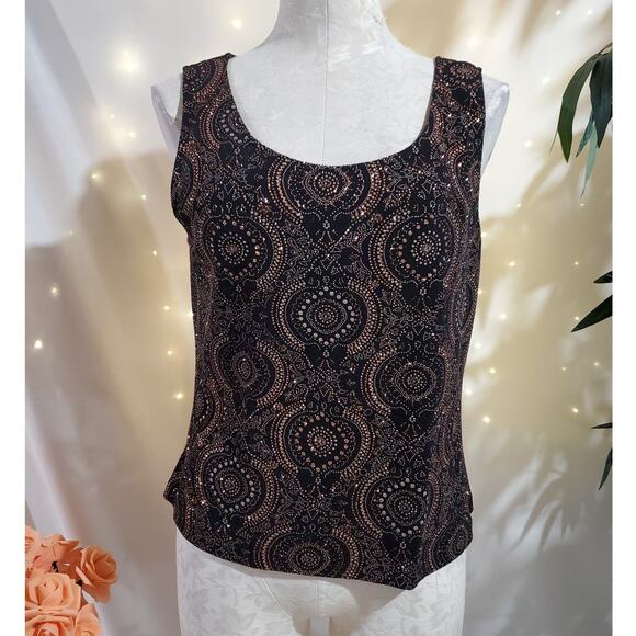 Xscape by Joanna Chen VTG Y2K Boho Sparkle Stretch Jacket Tank Set Womens Size L - Picture 2 of 9